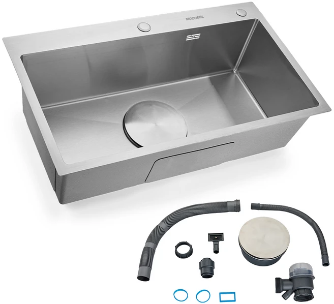 MOCOERL 사각싱크볼 304 스테인레스 3mm주방 씽크볼 배수구포함, 1개