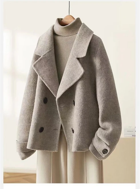 하프코트 가을 카락넥 무지 더플 코트 패션 빅사이즈 여성 겨울 모직코트