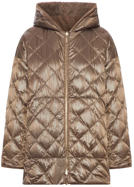 막스마라 퀼팅 알파카 안감 후디 재킷