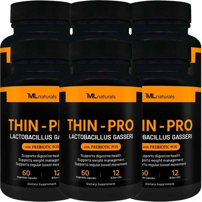 [미국빠른직구] 신제품 마이라이프 내추럴스 Thin-Pro 유산균 120억 CFU 락토바실러스 가세리 + FOS, 6개, 60정