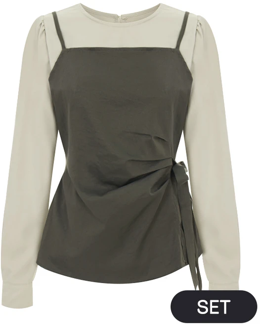 페이지플린 드레이프뷔스티에블라우스SET P5CSE002A