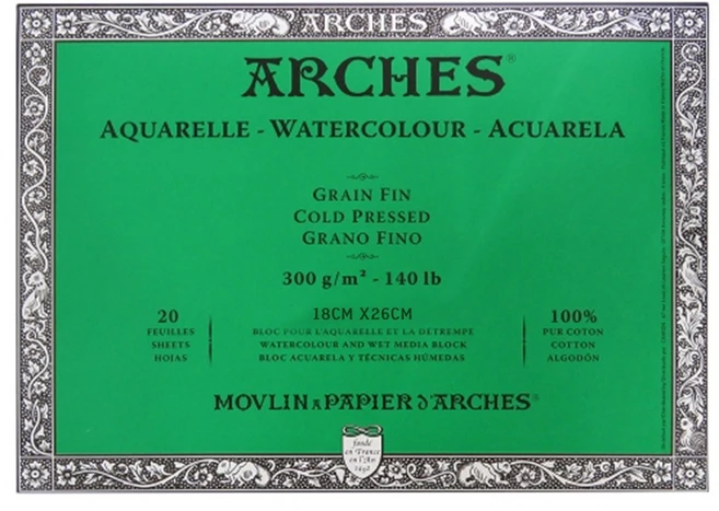 캔손 아르쉬지 중목 300g 수채패드 18X26 20매 수채화지 전용지 스케치북