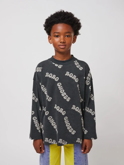 보보쇼즈 25SS 아동 긴팔 티셔츠 Wavy Bobo Choses all over T-shirt B125AC002