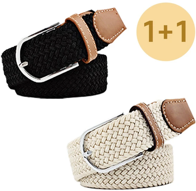 [1+1] 캔버스 꽈배기 스판벨트 위빙벨트 청바지 남녀공용 벨트 2개 SET