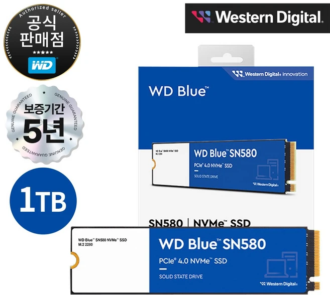 [공식판매점] WD BLUE SN580 M.2 NVMe SSD, 1TB