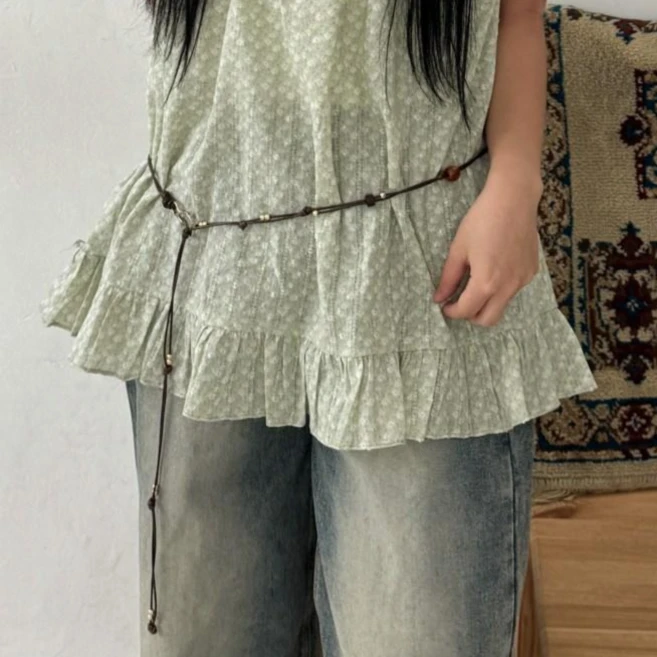 블루씨티 구슬 고리 빈티지 매듭 로프 끈 벨트