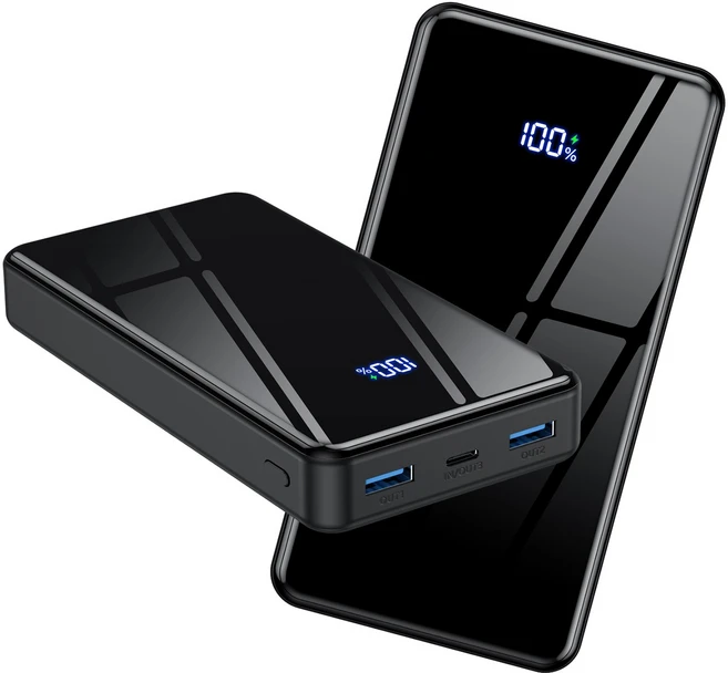 YINTO 대용량 보조배터리 고속충전 30000mAh PD 22.5W QC3.0 잔량표시, 블렉, JM5