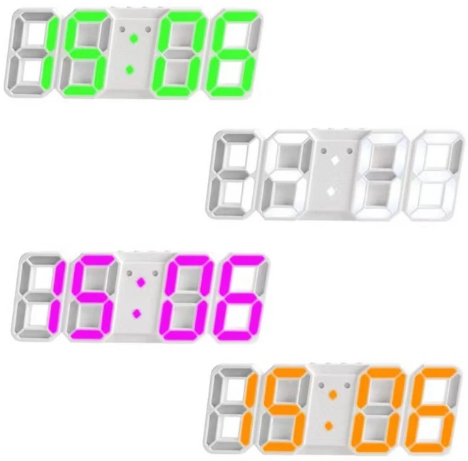 에코럭키 미니 3D LED 탁상시계 건전지 USB 겸용, 미니 3D 탁상시계-오랜지