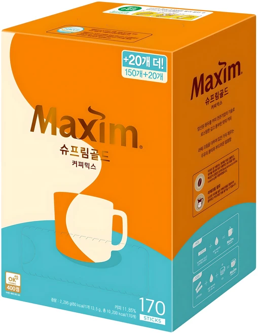 맥심 슈프림 골드 커피믹스, 13.5g, 170개입, 1개