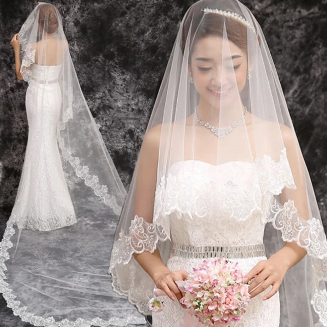 레이스 롱 면사포 5m 웨딩 베일 롱베일 셀프웨딩