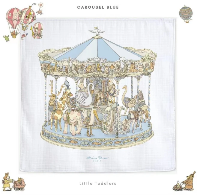 (선물박스 포함) 프랑스 Atelier Choux 아뜰리에 슈 오가닉 블랭킷 까레 100X100