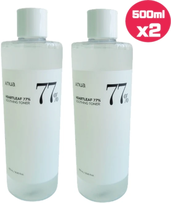 아누아 어성초 77% 수딩 토너 피부진정 대용량 [정품보장], 2개, 500ml