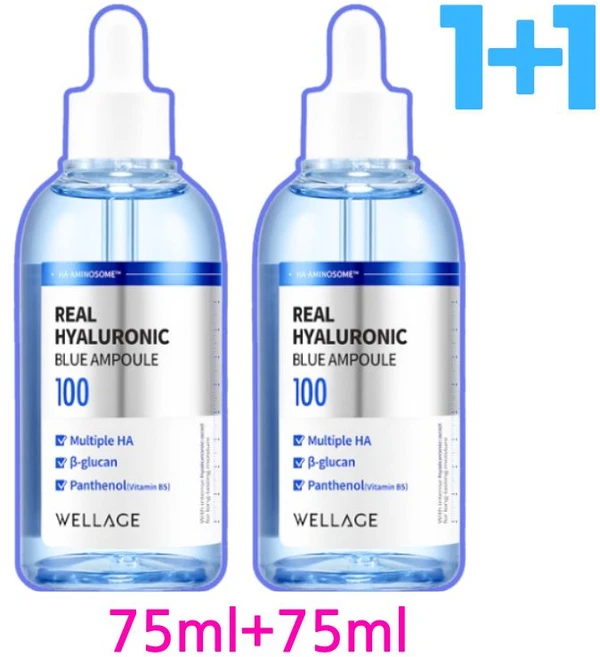 수분 폭탄 케어! 웰라쥬 히알루로닉 블루 앰플 75ml 1+1, 2개