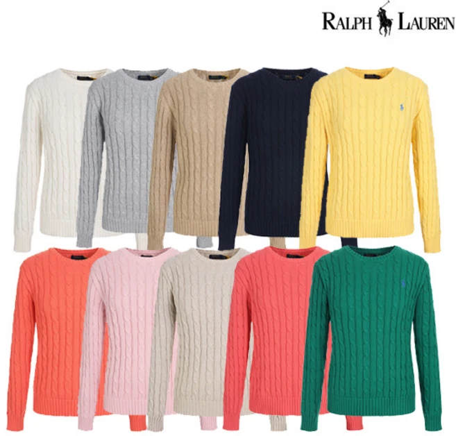 랄프로렌폴로 여성 클래식 케이블 라운드니트 11종택1