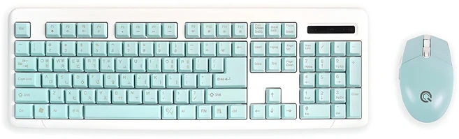 큐센 450g 초경량 무선 키보드 마우스 세트, 1600 DPI, 멀티미디어 기능키(MK210 민트)