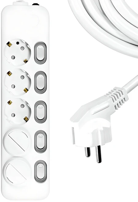 써지오 스위치 멀티탭 개별 5구 DH-1658-MT + 안전커버 2p, 1.2m, 1세트