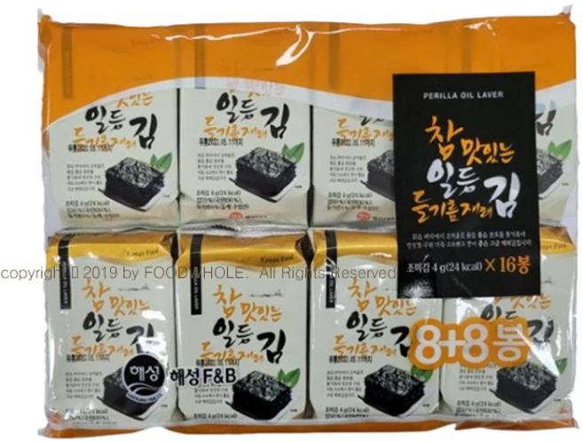 [푸드홀마켓] 소문난 광천 일등들기름김 16단(1봉), 1세트, 4g