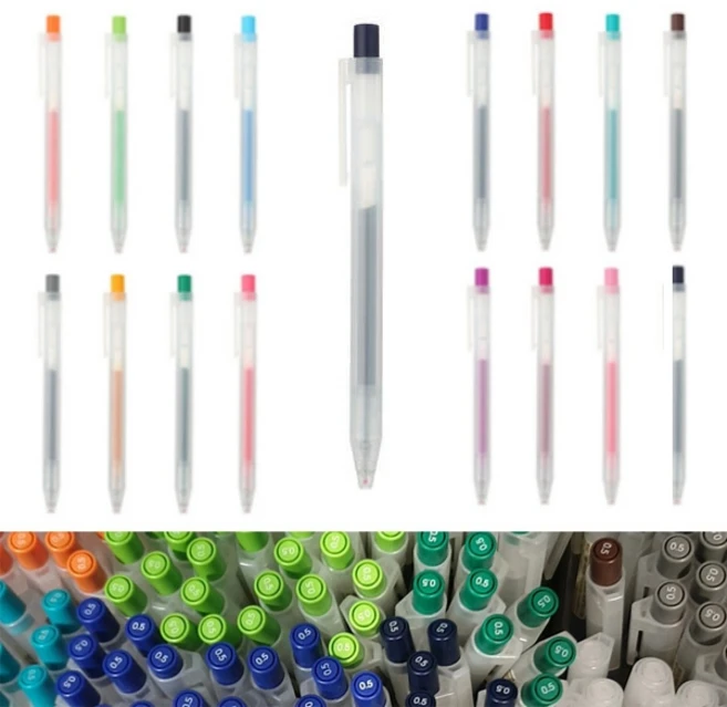 무인양품 무지 볼펜 노크식 0.5mm 젤 잉크 볼펜, 블랙