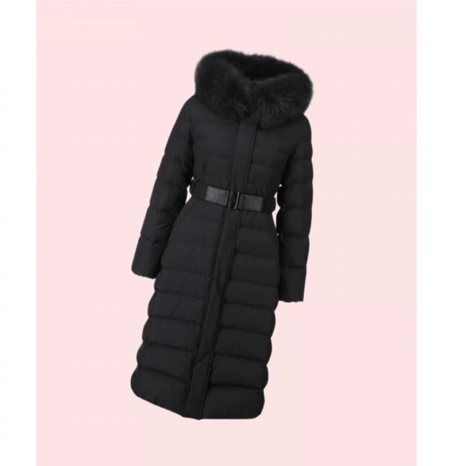 듀엘.폭스퍼 슬림 구스 롱 다운 D244PSG276, 66, 블랙