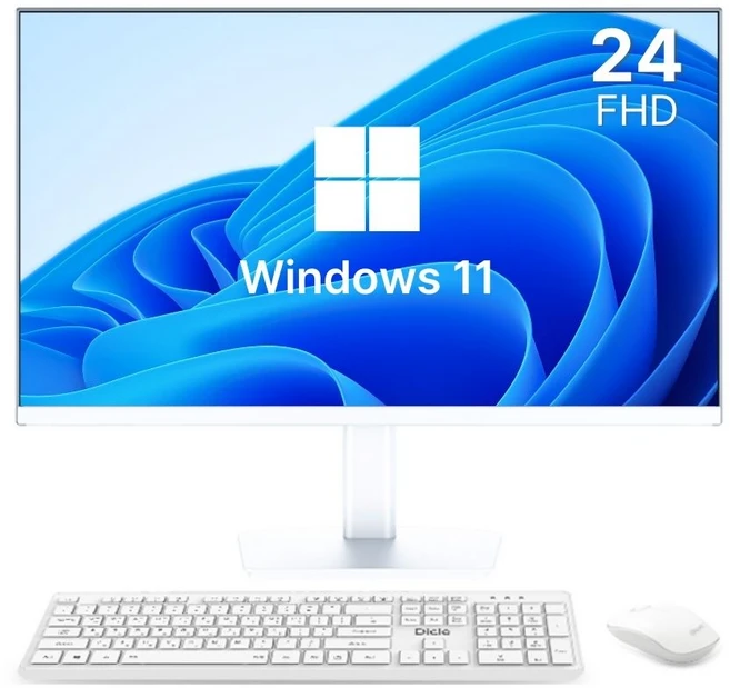 디클 24인치 N5095 올인원 일체형PC 윈도우11포함 무선키보드 마우스 증정, 화이트, CUP-A24S, 128GB, 8GB, WIN11 Home
