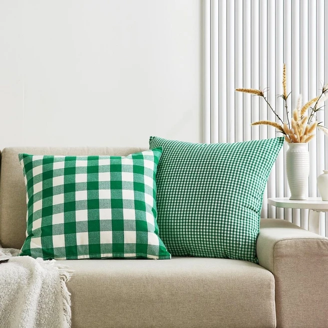 모던하우스 리사이클 코튼믹스 체크 쿠션커버 2종 세트