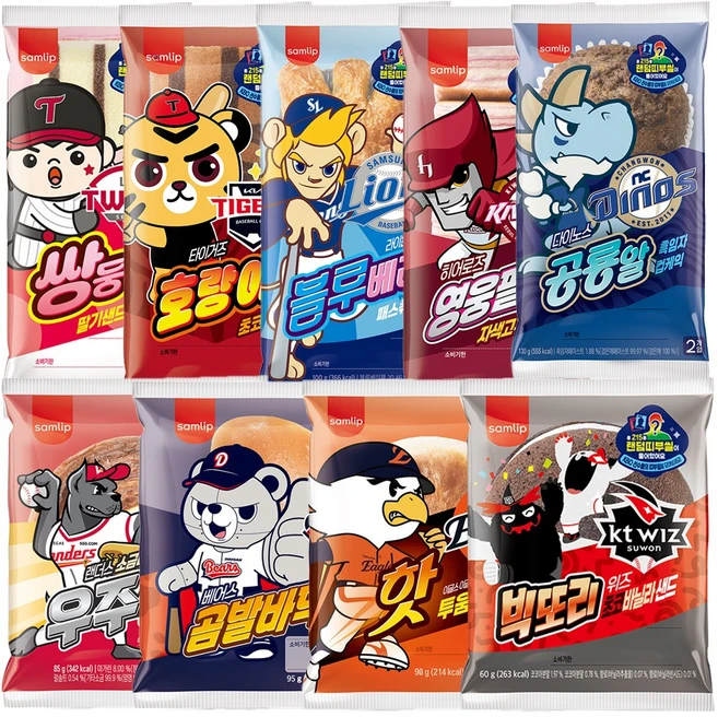 문리 대용량 삼립 크보빵 KBO 콜라보 프로야구 빵 출시 랜덤 (띠부실), 27개, 90mg