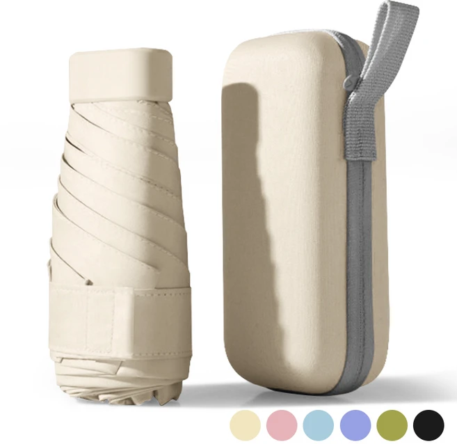 유콘 휴대용 5단 자외선 차단 초경량 미니 우산 양산 + 보관 케이스