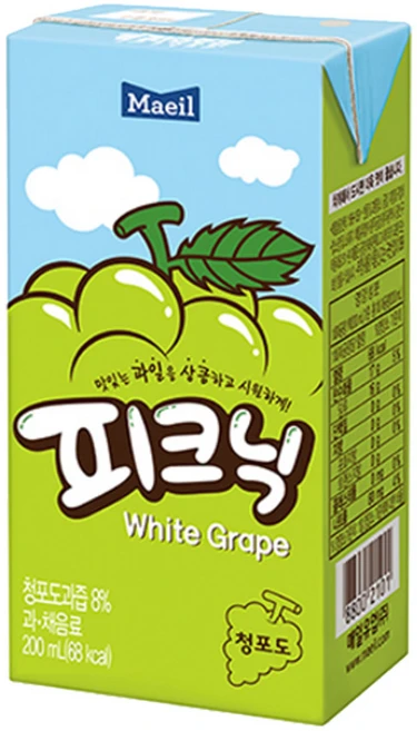 매일유업 피크닉 청포도 200ml 24팩 48팩, 12개