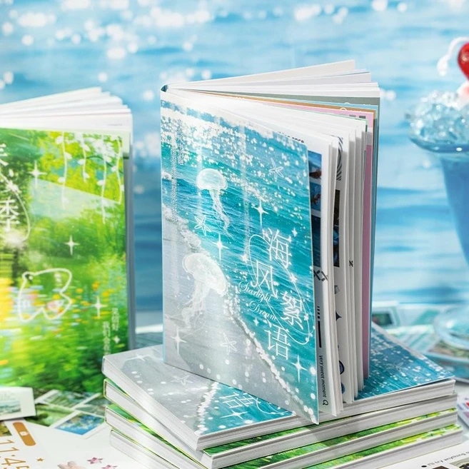 미스터 페이퍼 컷팅 스티커 북 - 빈티지 올드스쿨 패턴 (다이어리 꾸미기/핸드폰 백카드/콜라주용) + 스티커 북 2종 & 핀셋 세트, 2개, 유색