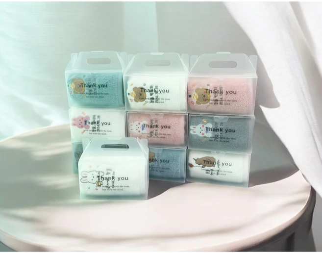 첫돌타월 200g/20장 1매입 아크릴박스 완포장 고중량 호텔타월, 20개, 핑크