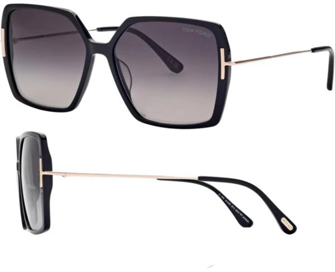 톰 포드 FT1039-F 조안나 버터플라이 모양 선글라스 + eSHADES 안경 클리닝 키트 번들, Shiny Black | Gradient Smoke L, 59 Millimeters, 1개