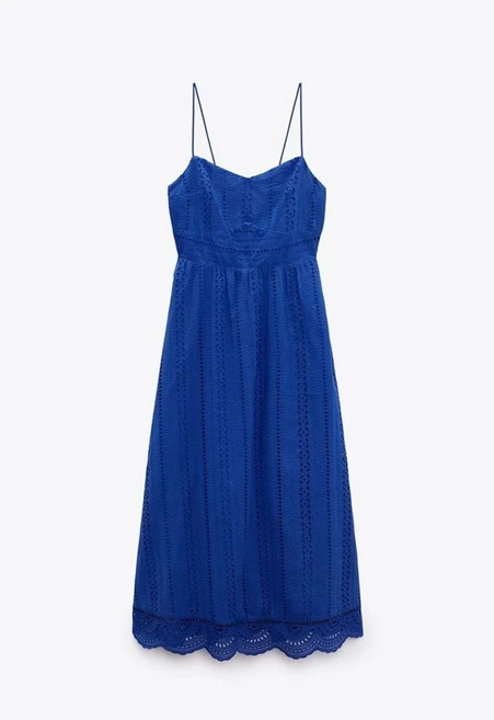 ZARA 자라 펀칭 자수 루즈핏 롱원피스