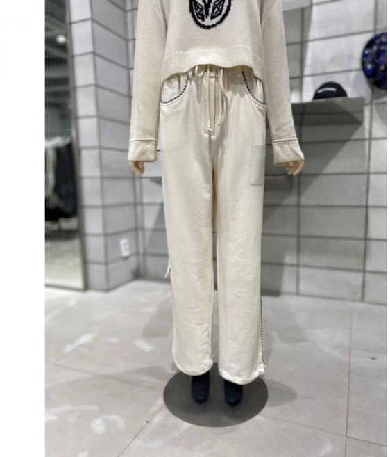 럭키슈에뜨 여성 와끼 배색 포인트 져지 조거 뒷 밴딩 팬츠 LFPNW23530IVX (928694 )