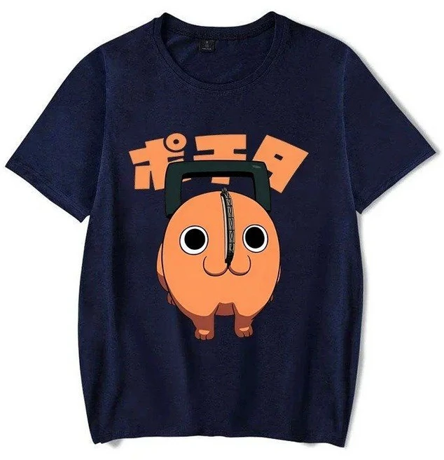 체인소맨 반팔티 포치타 프린팅 빈티지 티셔츠 루즈핏 남녀공용 오버사이즈 오버핏 애니메이션티