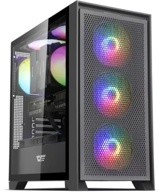 DARKFLASH DRX70 메쉬 RGB 강화유리 미들타워 PC 케이스, 뛰어난 호환성, 블랙