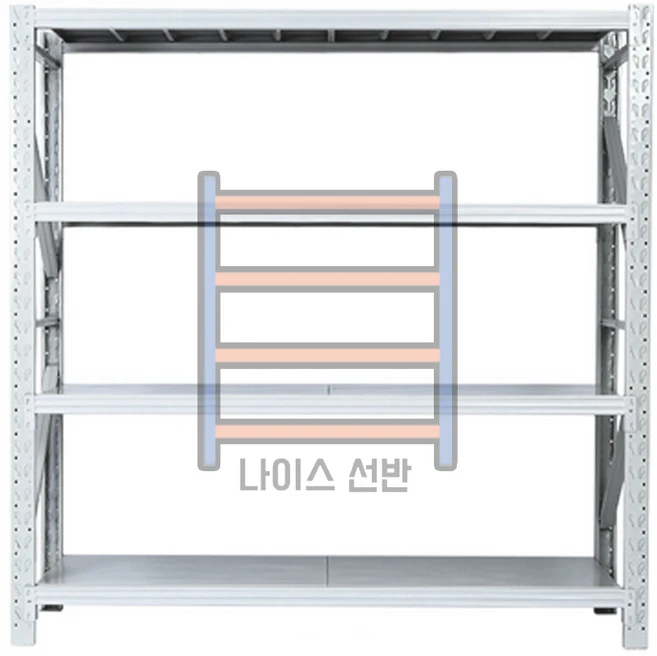 나이스선반 하중200kg 1세트 단수4단 독립 올화이트 경량랙 앵글 창고정리 철제선반 중량랙 조립식, 화이트