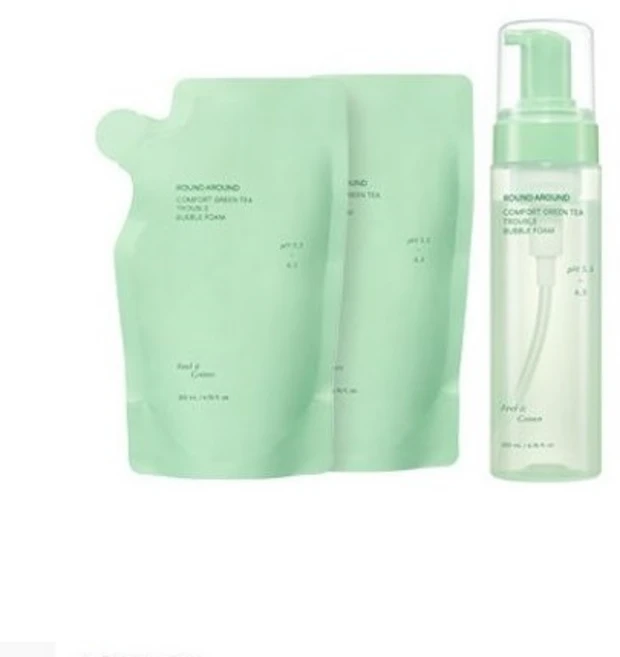 라운드어라운드 그린티 트러블 버블폼 200ml+200ml 리필 기획, 200ml, 3개