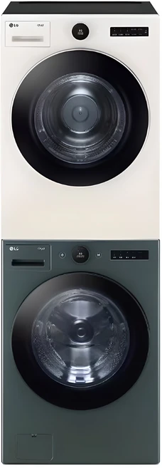 LG전자 트롬 드럼세탁기 + 건조기 + 스태킹키트 FX24GNG-ENE 24kg + 20kg 세트 방문설치, 네이처 베이지 + 네이처 그린