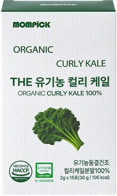 맘픽 컬리케일 유기농 곱슬케일 분말 동결건조 가루 파우더 스틱, 1박스, 30g