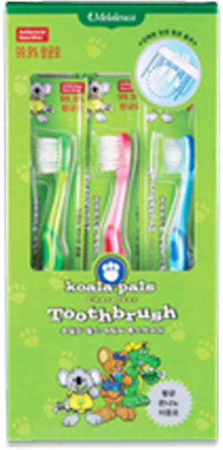 멜라루카 코알라팔스 캐릭터 칫솔 미세모, 혼합색상, 3개입, 1개