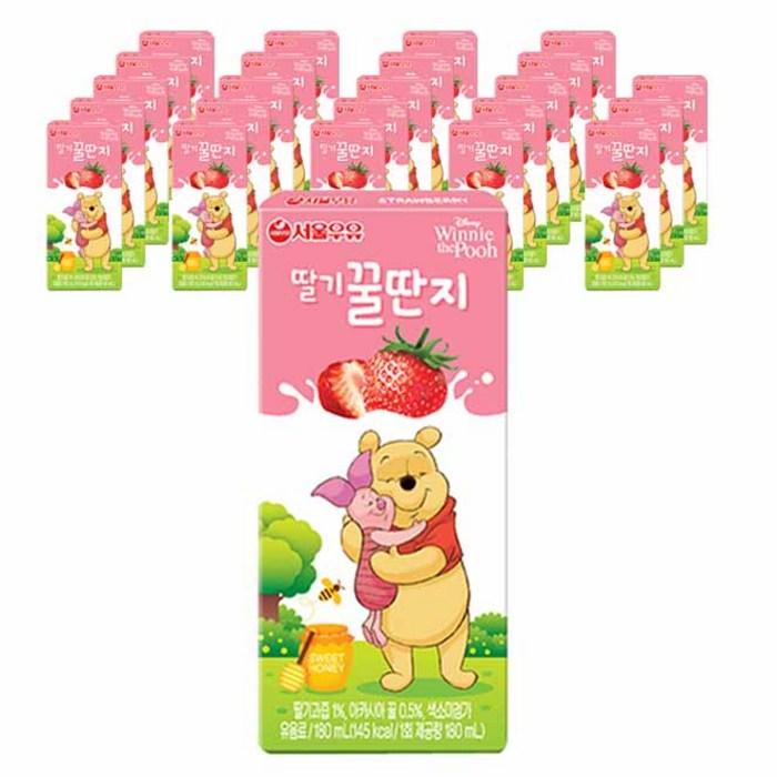 서울우유 딸기꿀딴지, 180ml, 24개 대표 이미지 - 딸기맛 음료 추천