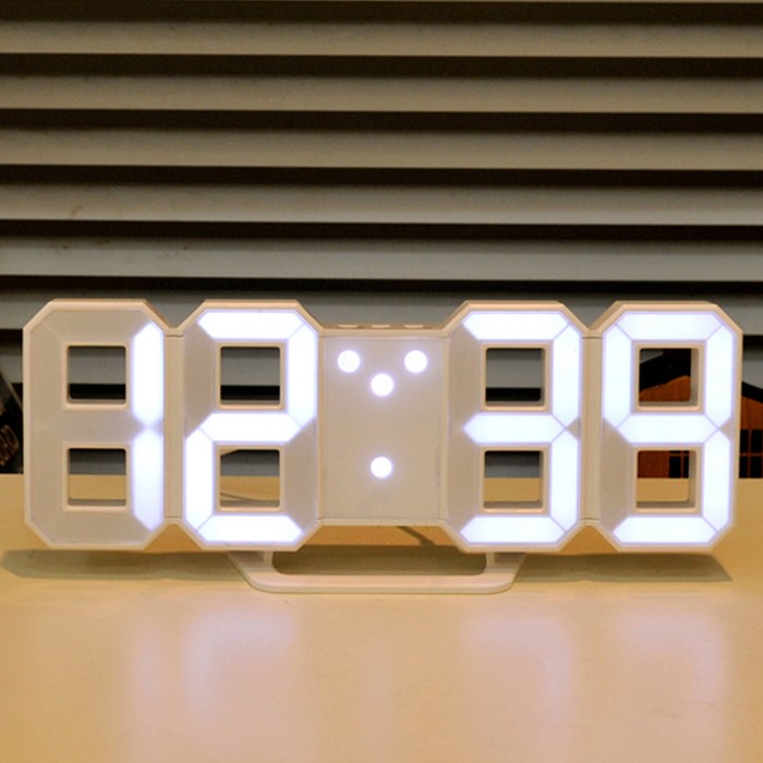 무아스 3D LED 벽시계 미니, 화이트 대표 이미지 - 탁상시계 추천