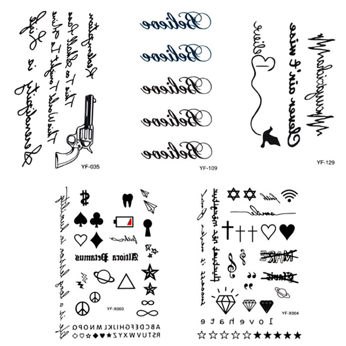황군통상 레터링 타투스티커, YF-035, YF-109, YF-129, YF-X003, YF-X004, 1세트 대표 이미지 - 타투 스티커 추천
