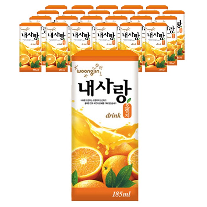 웅진 내사랑 오렌지 드링크팩, 185ml, 24개 대표 이미지 - 감귤주스 추천