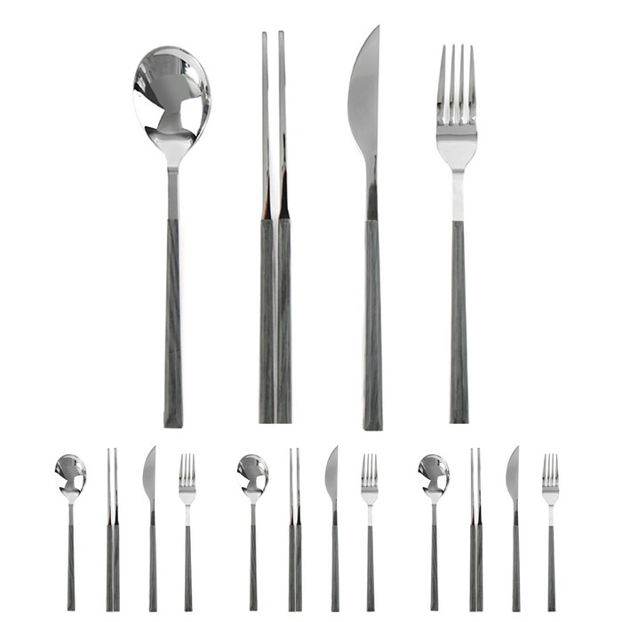 에이드엘 키에리 커트러리 4인 세트, 다크그레이, 숟가락 4p + 젓가락 8p + 포크 4p + 나이프 4p 대표 이미지 - 커트러리 추천