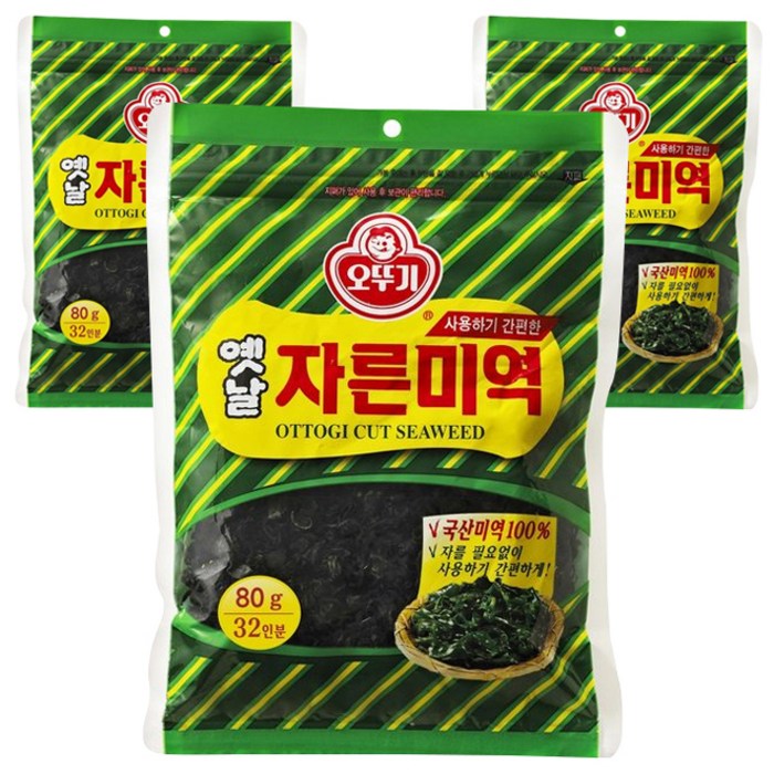 오뚜기옛날 자른미역, 80g, 3개 대표 이미지 - 자른 미역 추천