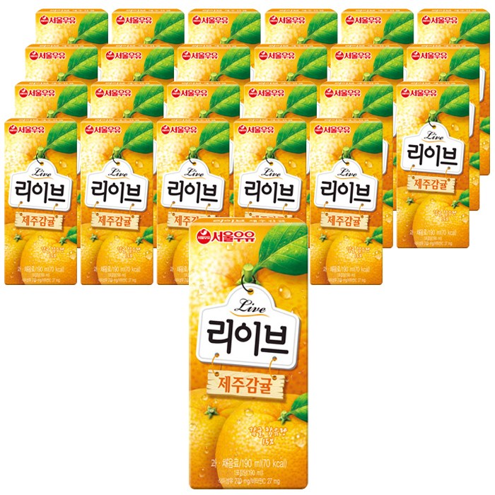 서울우유 리이브 제주감귤 주스, 190ml, 24개 대표 이미지 - 달달한 음료 추천