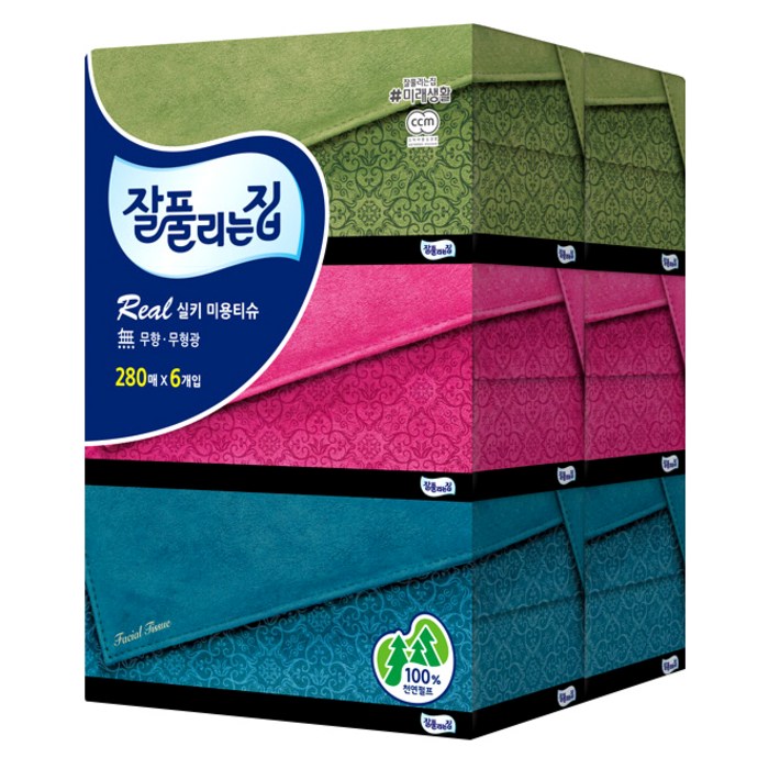 잘풀리는집 리얼실키 천연펄프 미용티슈, 6개입, 1팩 대표 이미지 - 로켓프레시 가성비 추천