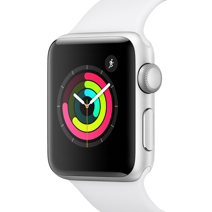 Apple 애플워치3, GPS, 실버 알루미늄 케이스, 화이트 스포츠 밴드 대표 이미지 - 애플 정품 케이스 추천