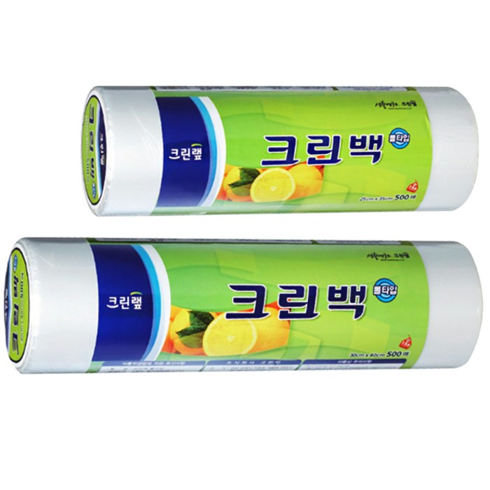 크린랩 크린백 롤 위생봉투 중 500매 + 대 500매, 1세트 대표 이미지 - 크린백 저렴한거 추천